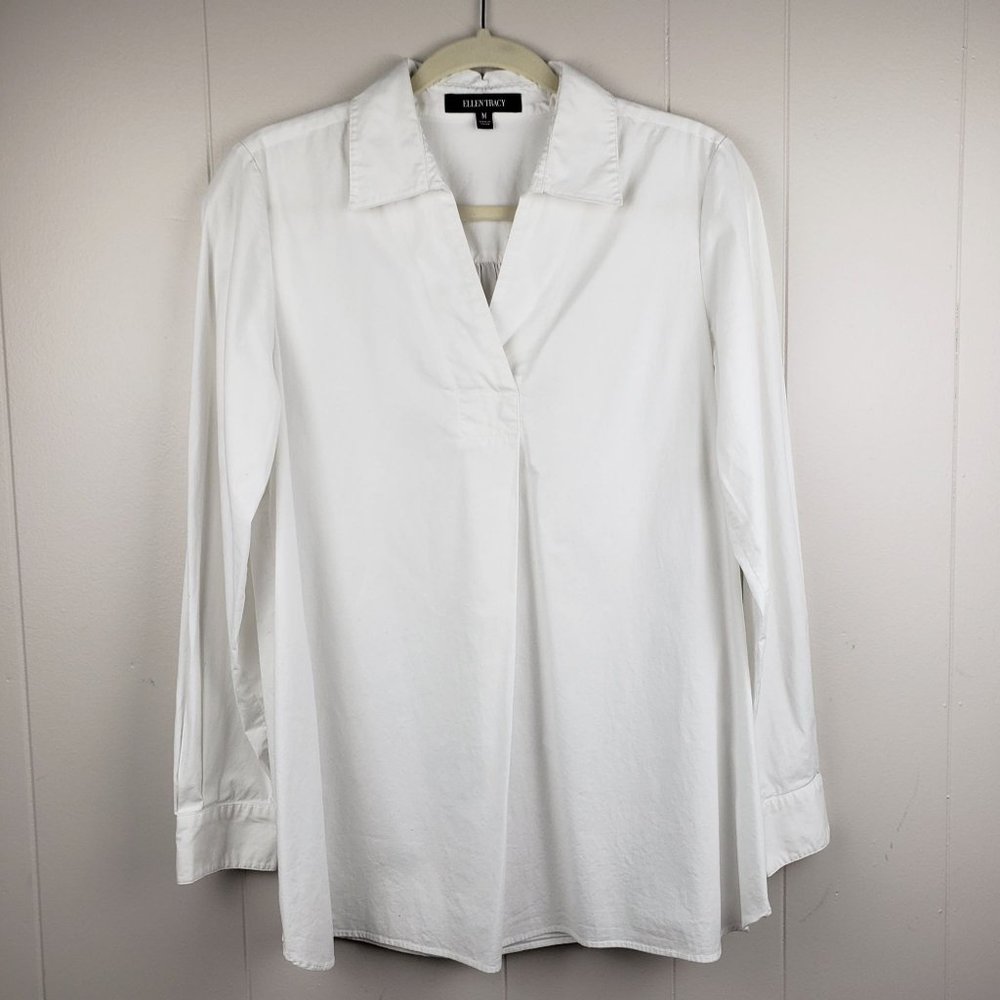 Ellen Tracy White Longsleeves Maternity Blouse M